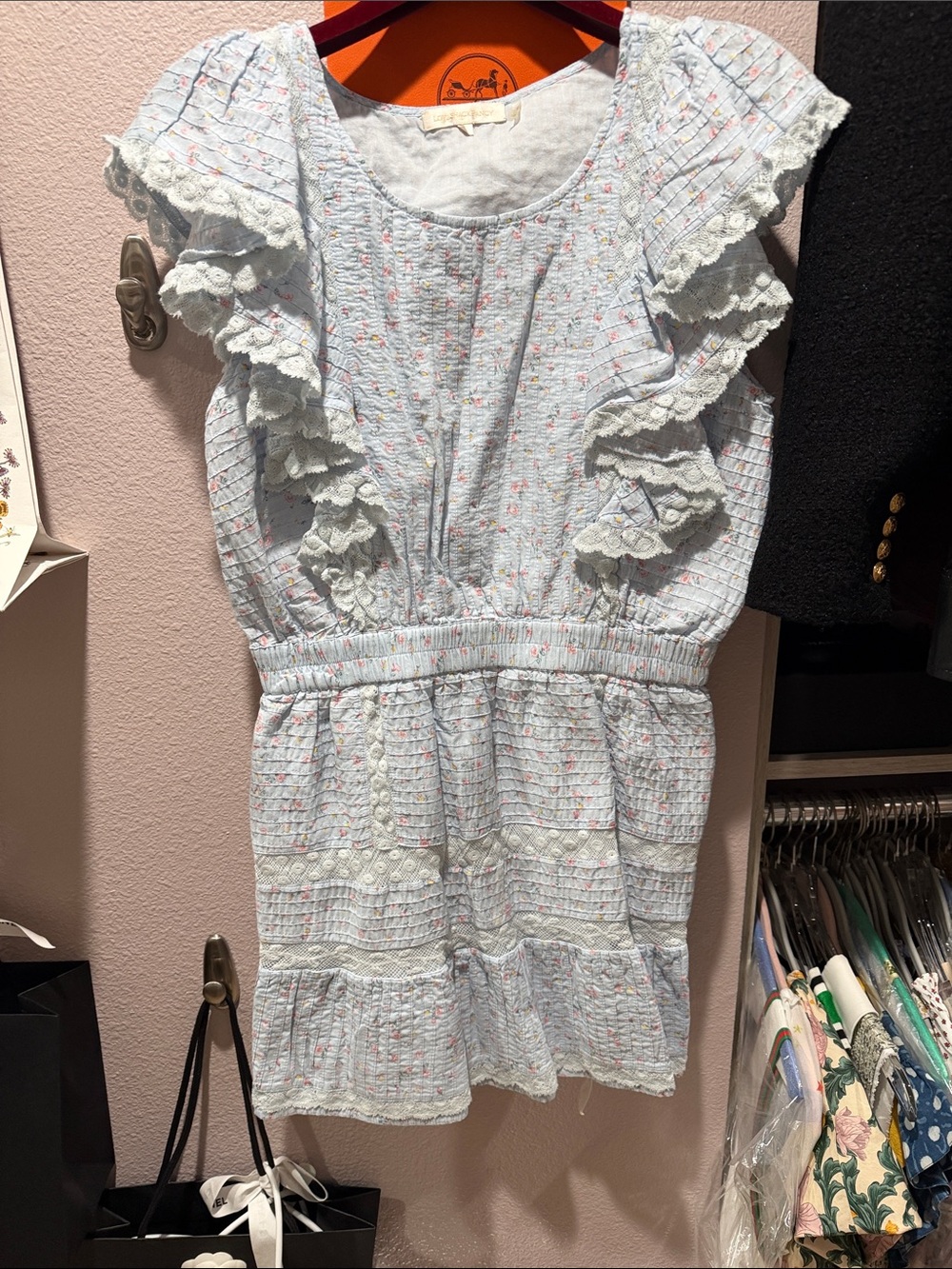 LoveShackFancy light blue floral dress